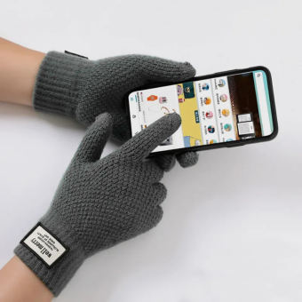 găng tay Găng tay doanh nhân nam màu trơn Cashmere len ấm dày màn hình cảm ứng găng tay đan mùa đông cho nam