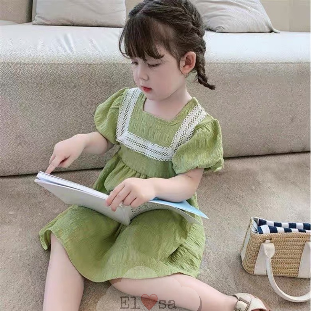 Váy bé gái 🌺 🌺 váy babydoll viền ren cho bé 1-5 tuổi