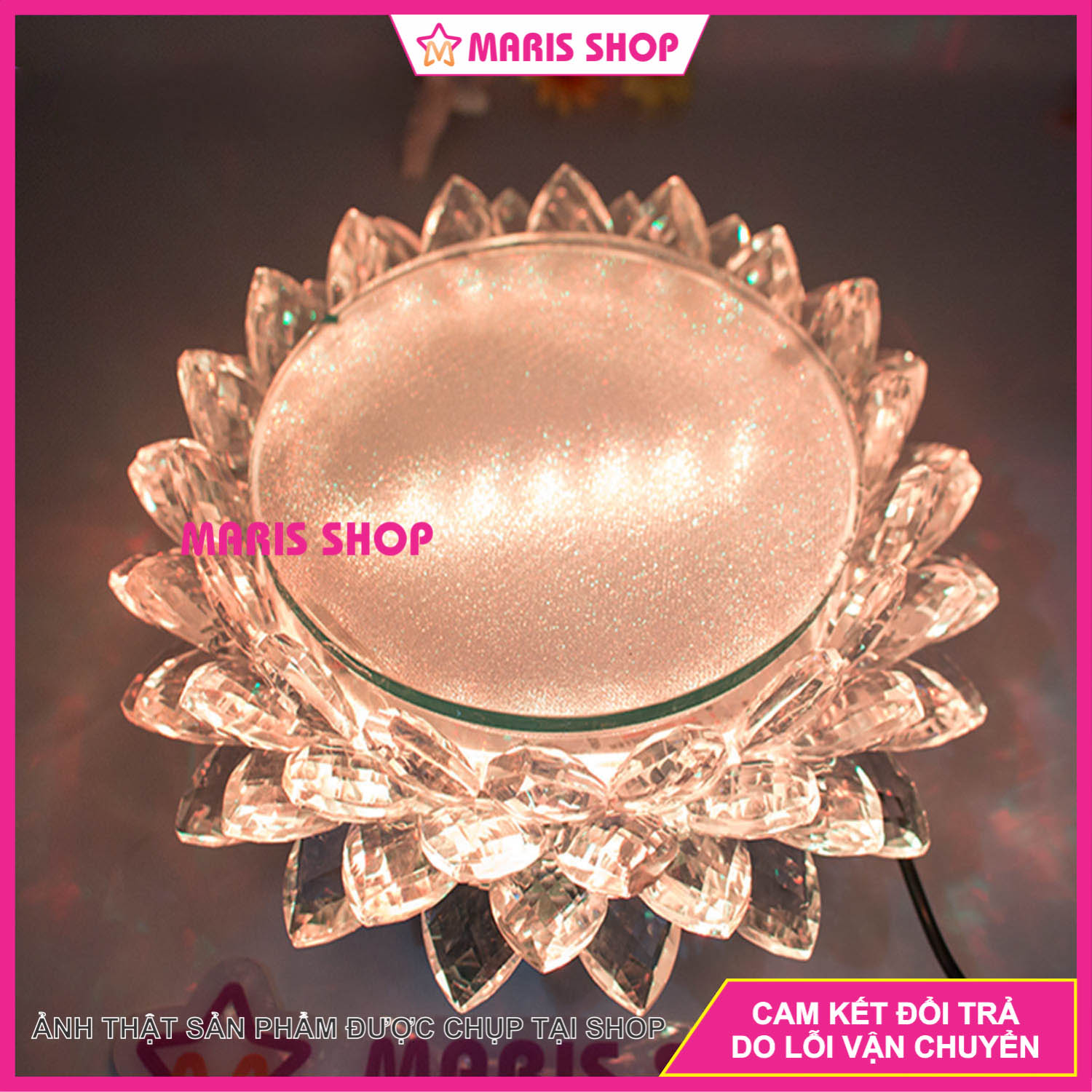 Đài sen tròn để tượng Phật có đèn LED tự động đổi màu đế sen tượng Phật Tam Thánh đài hoa sen để tượng