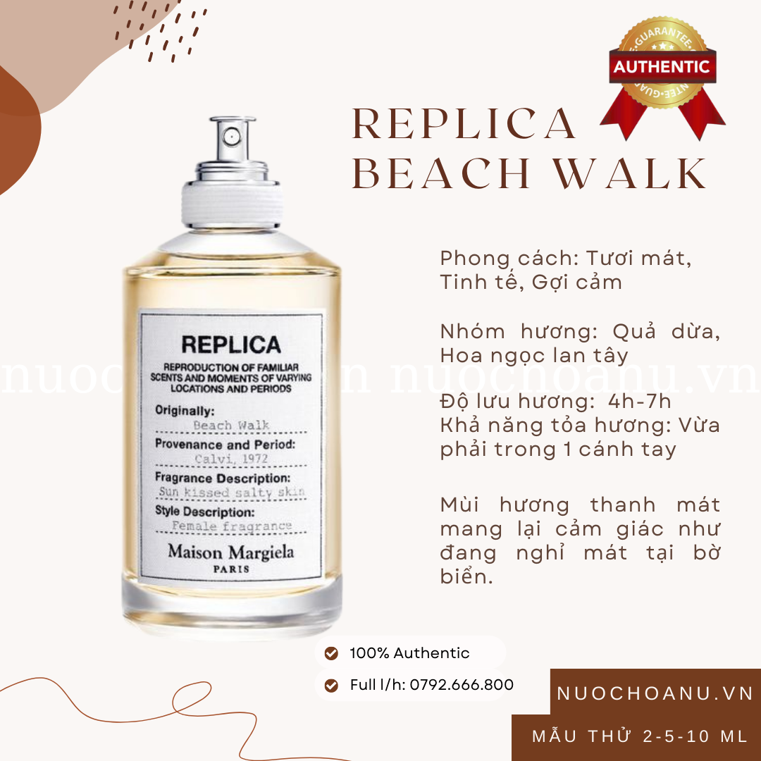 [Chính Hãng] Nước Hoa Nữ Rep_lica Beach Walk Mẫu Thử 2ml 5ml 10mlMùi Hương Mùi Hương Tươi Mát Mẫu Thử