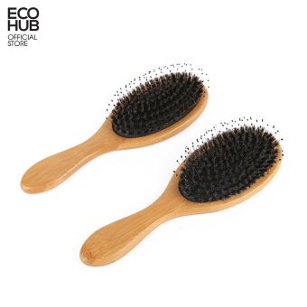 Lược chải tóc massage ECOHUB lông mềm mịn tự nhiên có túi khí, Tạo Kiểu Tóc Mượt Mà | E00417