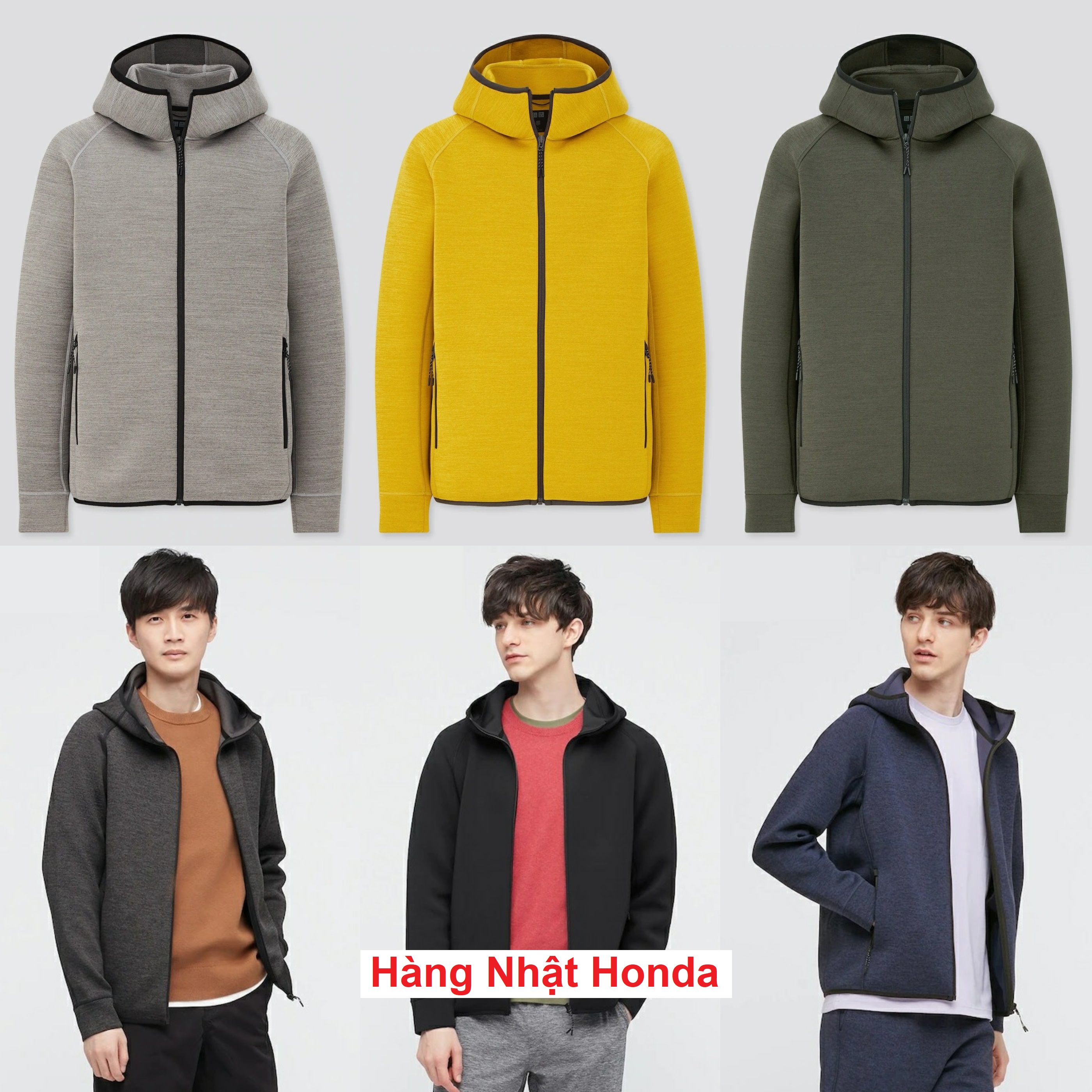 Áo khoác nỉ xốp thể thao siêu co giãn nam - uniqlo tag nhật