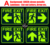 Luminous Fire Exit Sign Large Emergency Exit Glow in the Dark Cut Out Sticker in Sintra