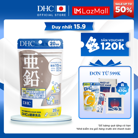 Viên Kẽm DHC Zinc Nhật Bản Gói 20 Ngày bổ sung hữu hiệu lượng kẽm cần thiết cho cơ thể tràn đầy năng lượng