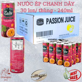 NƯỚC ÉP CHANH DÂY  EZOS SASCO (THÙNG 30 LON) CHANH DÂY NƯỚC ÉP NƯỚC CHANH LEO CHANH DÂY THỨC UỐNG GIẢI NHIỆT NƯỚC ÉP