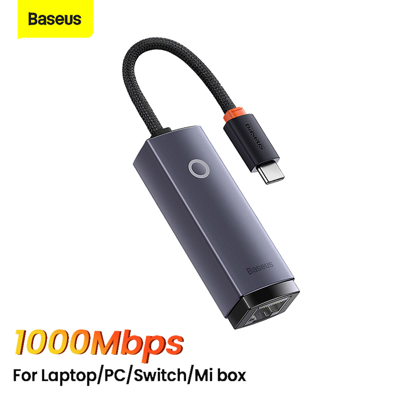 Baseus bộ chuyển đổi mạng bộ chuyển đổi gigabit lan type-c sang ethernet rj45 cổng lan hỗ trợ 100mbps 1000mbps bộ chuyển đổi ethernet type-c sang digibit siêu tốc
