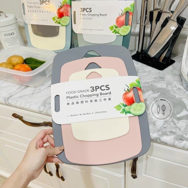Set 3 Thớt nhựa kháng khuẩn chính hãng ECCO