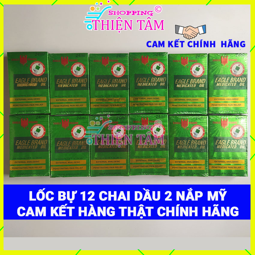 1 lốc 12 chai dầu xanh 2 nắp 24ml tiêu chuẩn mỹ cam kết hàng thiệt