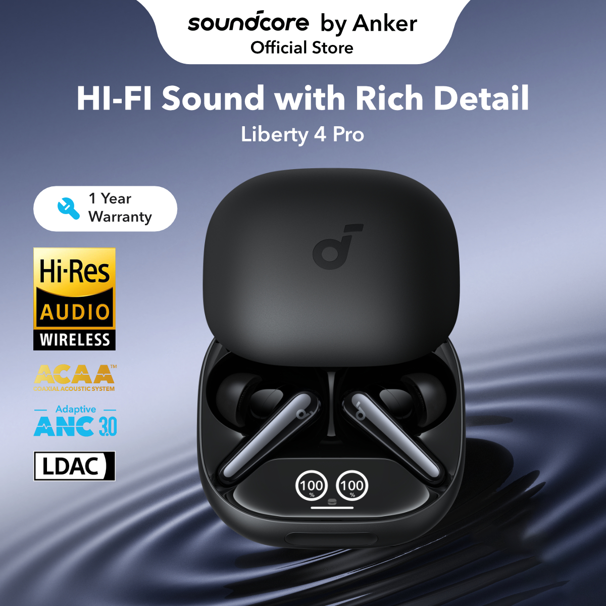 Soundcore Liberty 4 Pro by Anker,  Noise Cancelling Wireless Earbuds,  7-Sensor and Real-Time Adaptive Noise Cancelling
