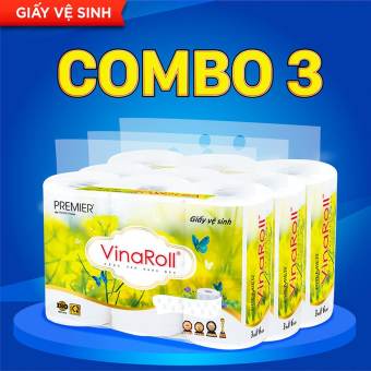 Giấy Vệ Sinh Premier VinaRoll có lõi 6 cuộn - Combo lốc 3