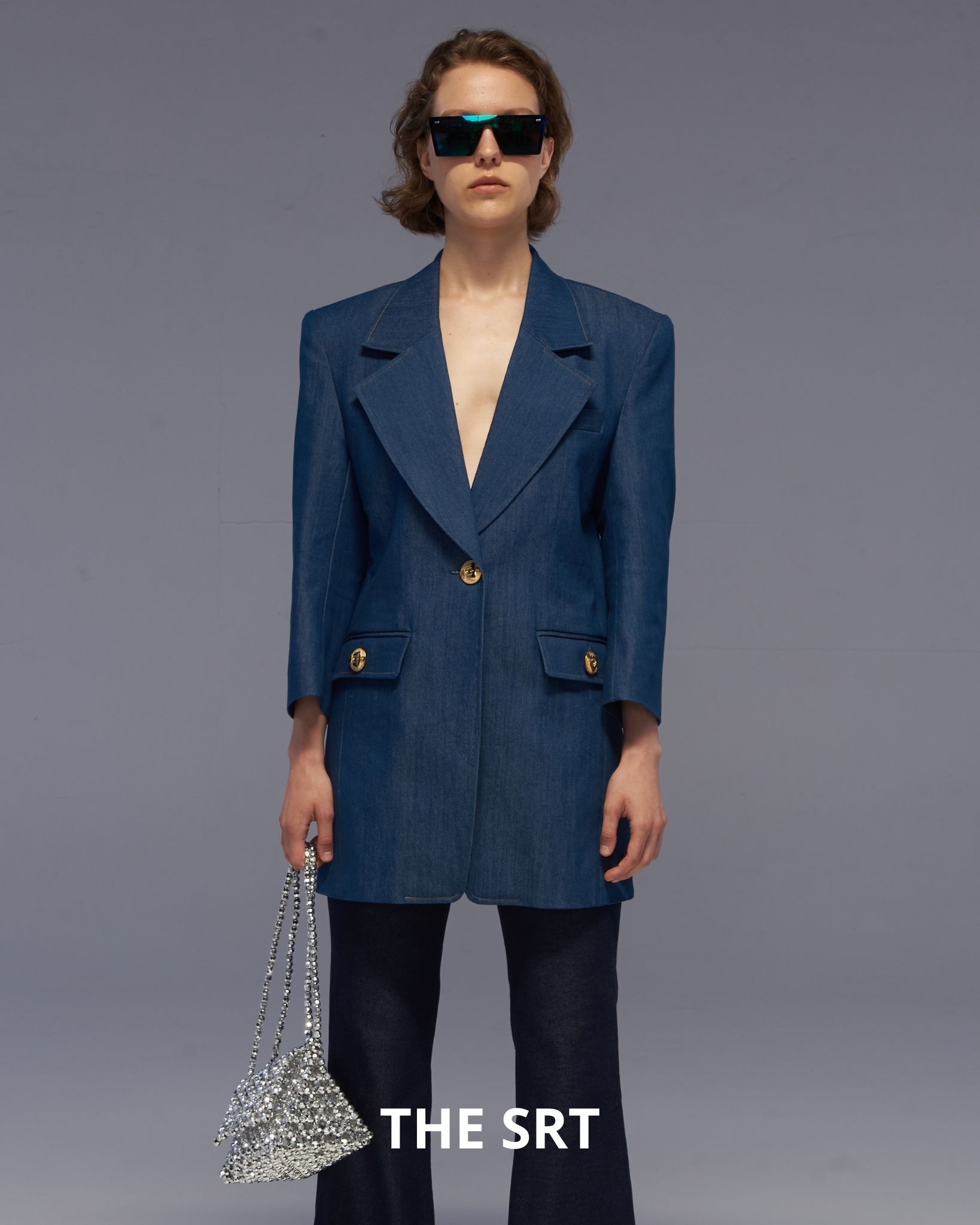 The SRT X7 Meta Denim Blazer (TJK80) เบลเซอร์เดนิม ดีเทลกระดุมทอง มีกระเป๋า ราคา 3,906 บาท*ส่งฟรี