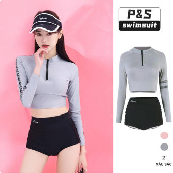 đồ bơi nữ tay dài Bikini Nữ bikini 2 mảnh cạp cao   Bộ Đồ Bơi Đi Biển Bộ Quần Short Đồ bơi