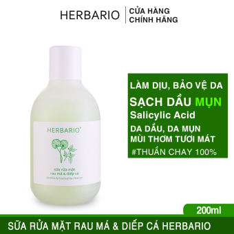 Sữa rửa mặt Rau má & Diếp cá herbario 200ml sạch mụn thuần chay