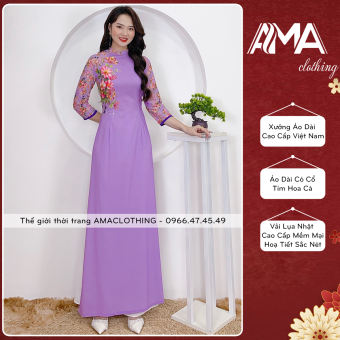 Áo Dài Tím Hoa Cà - Thế Giới Thời Trang AMAClothing