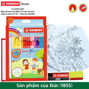 Hộp bút chì màu tấy xóa được STABILO Swans 36+2 màu