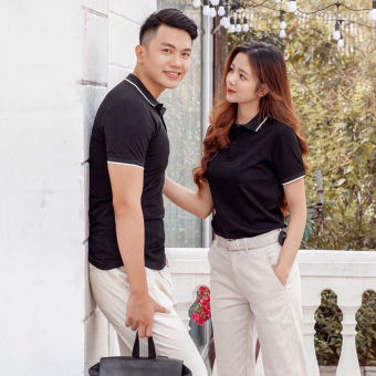 Áo Thun Có Cổ Cá Sấu Mè 4 Chiều Màu Đen Nam Nữ