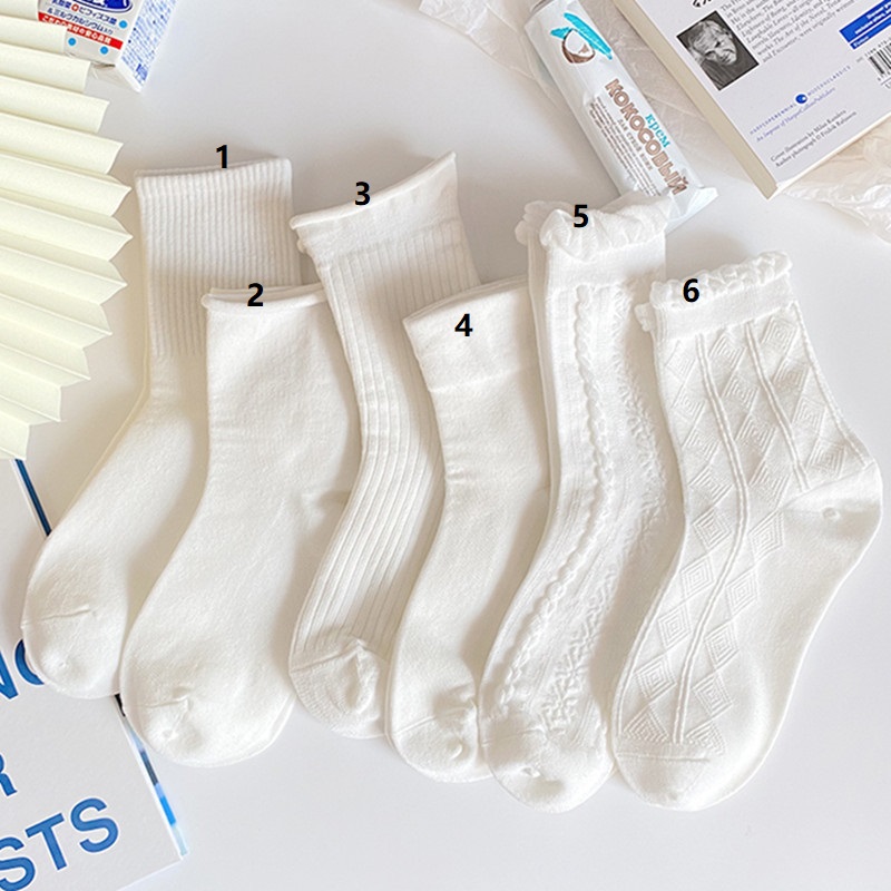 Cute Pure White Women Cotton Ankle Socks Street Fashion Cotton Ankle Socks