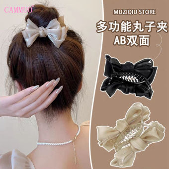 Cammuo nơ cài màu đen kẹp tóc mùa hè mũ nón Top Clip lớn Ribbon Kẹp Tóc Dây Buộc Tóc Phụ kiện tóc
