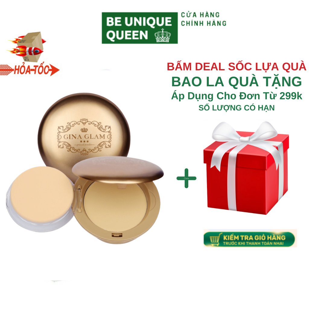 Phấn Phủ Kiềm Dầu Bền Màu Gina Glam Pressed Powder Sweet Girls (tông sáng và tông tự nhiên)