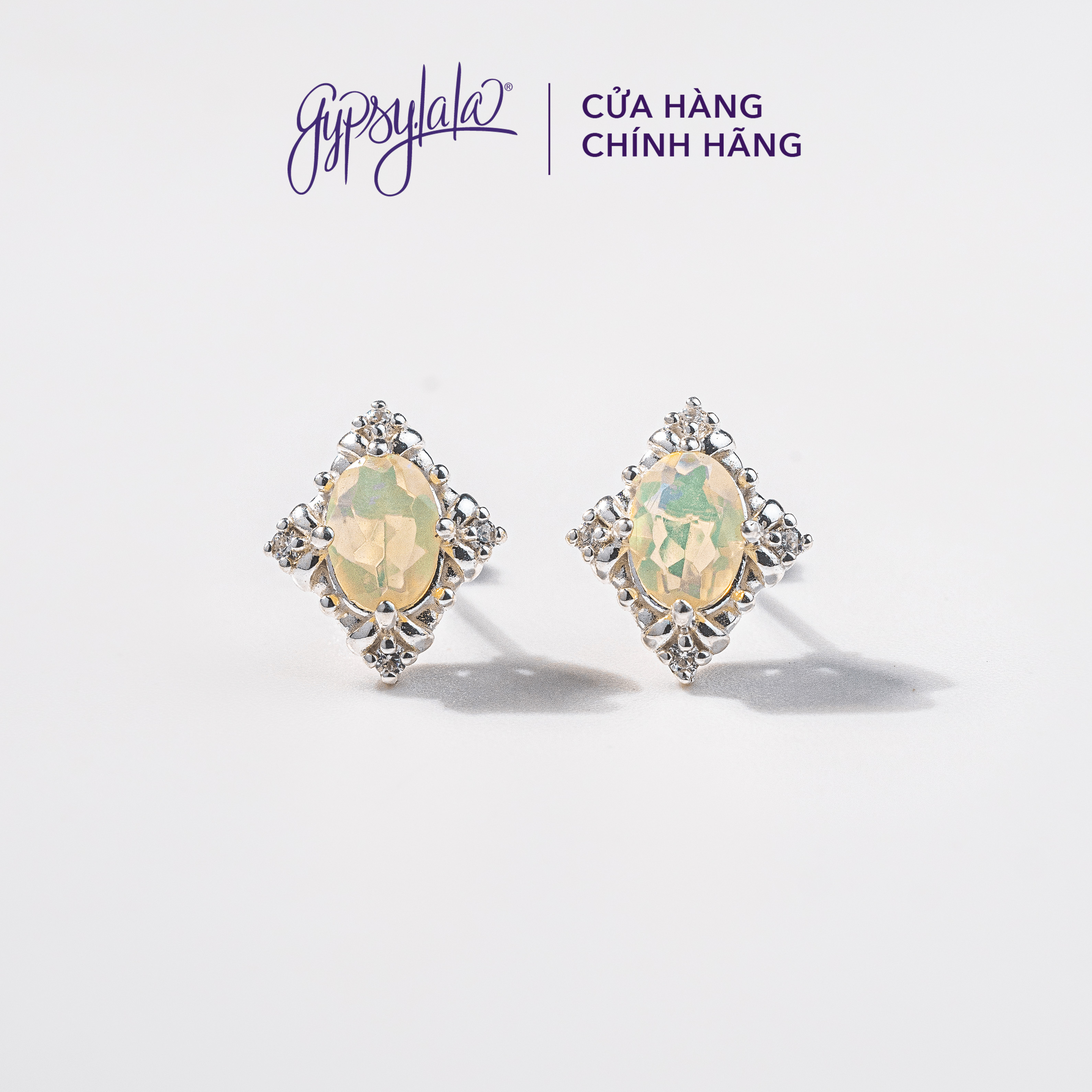 Bông tai đá opal thiên nhiên may mắn sp003242 gypsy.lala