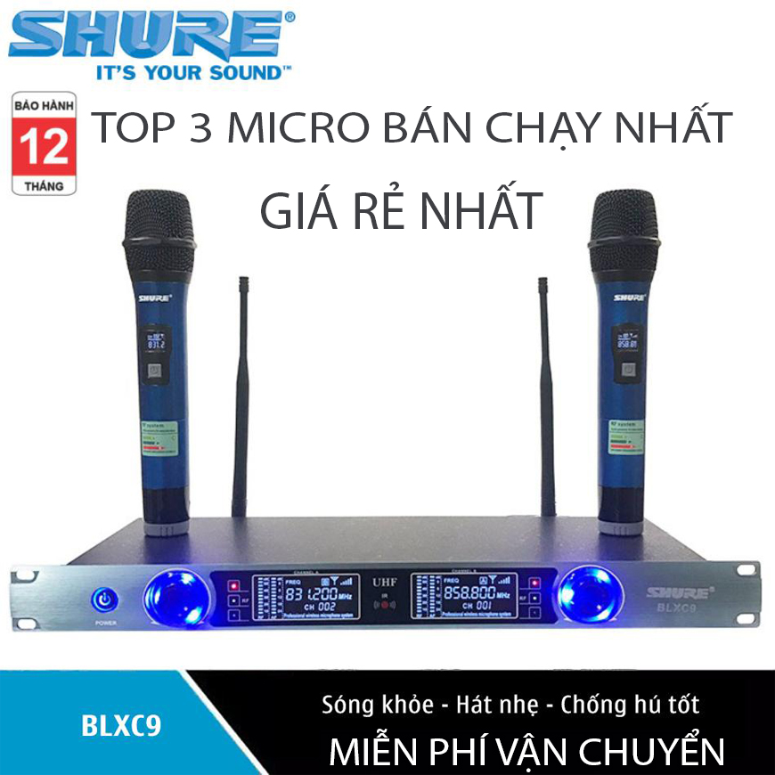 Bộ 2 micro karaoke không dây uhf shure blxc9 - top micro karaoke không dây mua nhiều - bộ micro karaoke gia đình giá rẻ hát cực nhạychống hú rít không vỡ tiếng âm thanh trung thực sống động