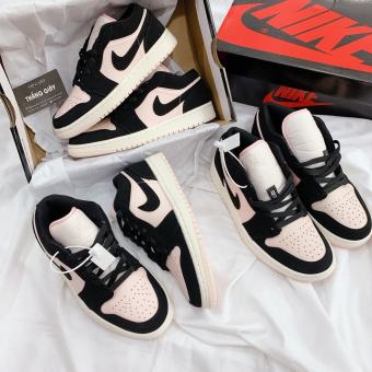 Giày sneaker Jordan 1 Nữ Cổ Thấp Đen Hồng Low Black Guava Ice (W) Da Nhăn Full box Bill