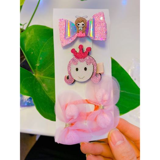 Set 4 kẹp tóc nơ xinh xắn nhiều hình cho bé gái