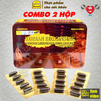 COMBO 2 HỘP Viên Đạm Hồng Sâm Linh Chi Hàn Quốc Hộp 60 Viên - Viên Hồng Sâm Hàn Quốc - Sâm Hàn Quốc - Ruvask