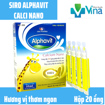 Siro Alphavit Nano Canxi- Bổ Sung Canxi Nano- Giúp bé tăng chiều cao, Xương và Răng chắc khỏe- Hộp 20 ống