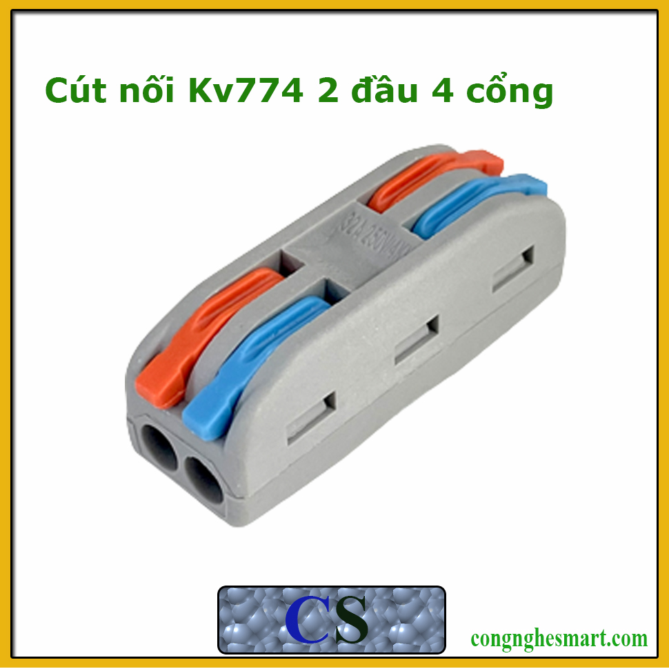10 đầu nối dây điện kv774 - bộ 10 cút nối dây điện nhanh 2 đầu 4 cổng kv774-2p4