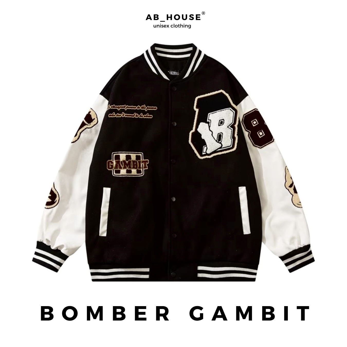 Áo khoác Bomber Jacket GAMBIT cờ vua form rộng unisex nam nữ
