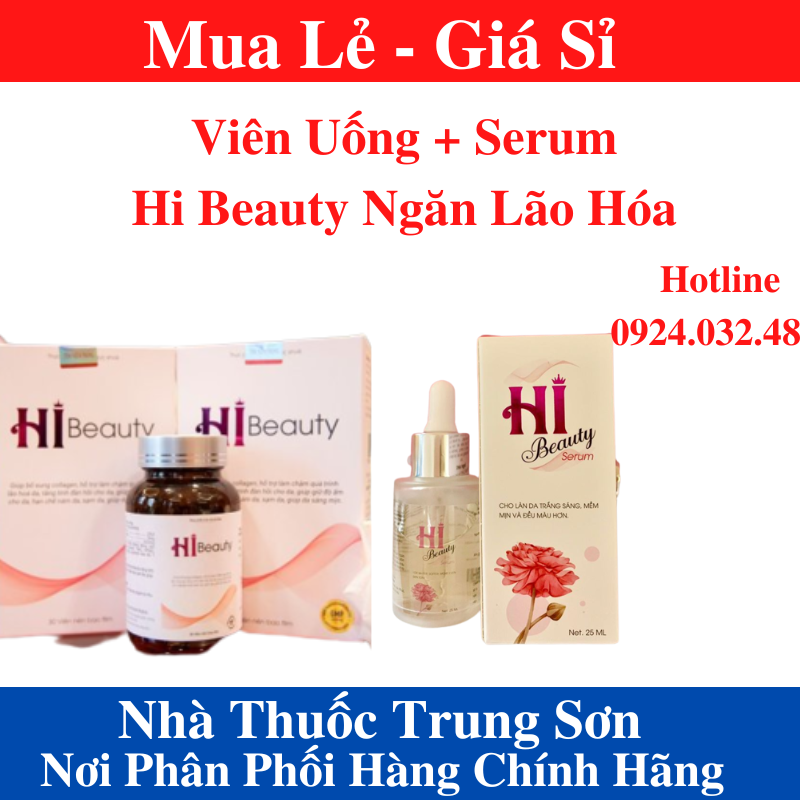 [Combo Viên Uống + Serum]Hi Beauty Hỗ Trợ Quá Trình Lão Hóa Hạn Chế Nám Da Sám Da Giúp Da Sáng Mịn -