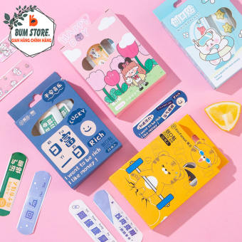 Hộp Băng Cá Nhân 20 Miếng In Hình Cute, Băng Keo Cá Nhân Urgo Dán Vết Thương Chống Thấm Nước Hình Họa Tiết Dễ Thương