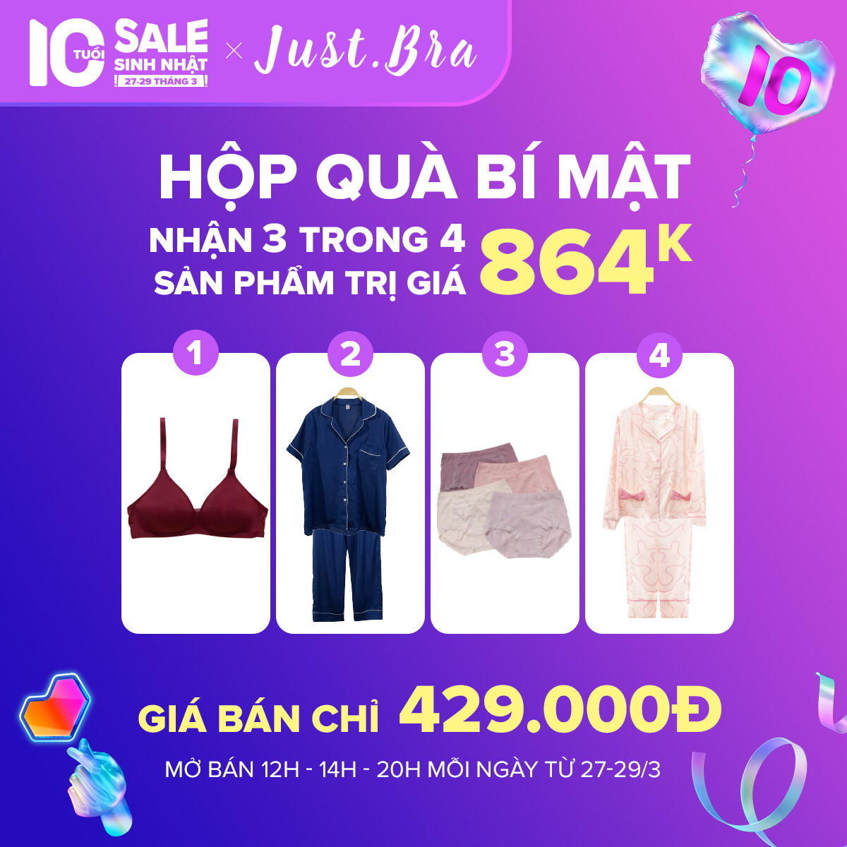 Hộp quà bí mật từ just bra - nhận 3 trong 4 sản phẩm - trị giá thực 864k