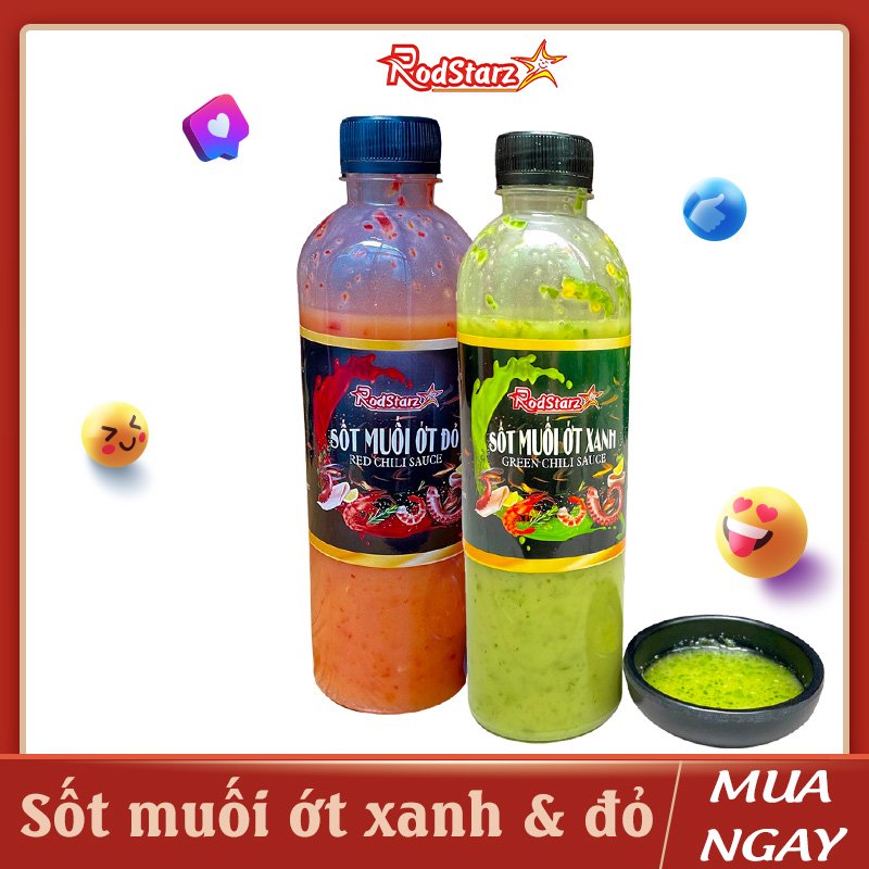 COMBO Sốt Muối Ớt Đỏ & Sốt Muối Ớt Xanh RODSTARZ, nước chấm hải sản, nước chấm đồ nướng, gia vị ướp, cay nồng, thơm ngon