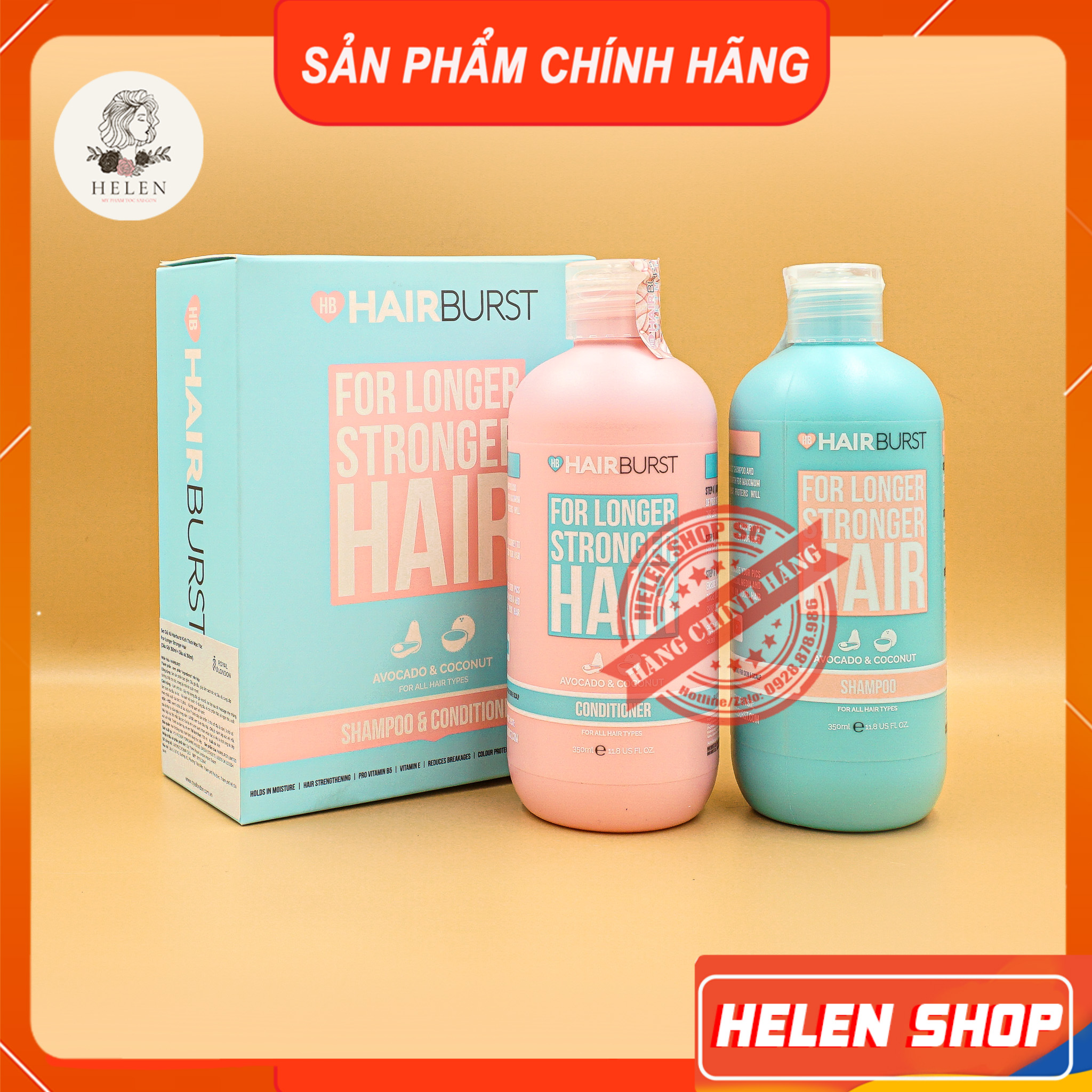 Cặp gội xả hairburst kích mọc tóc, giúp tóc chắc khỏe, suôn mượt 350ml
