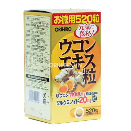 VIÊN UỐNG TINH BỘT NGHỆ NHẬT BẢN ORIHIRO (HỘP 520 VIÊN) - HÀNG NỘI ĐỊA NHẬT