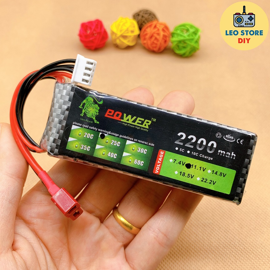 Pin lion powe li-po 3s 2200mah 25c cho xe thuyền máy bay điều khiển từ xa rc