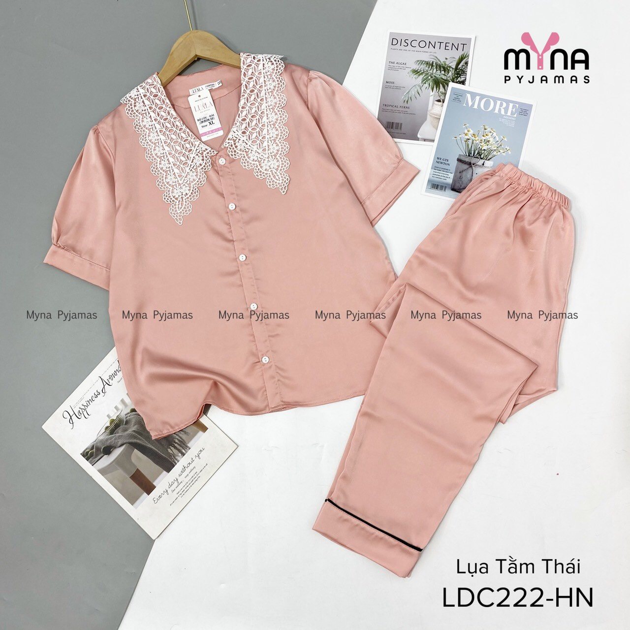 Đồ bộ mặc nhà đồ ngủ chất lụa tơ thái cao cấp màu đơn giản tay ngắn quần dài