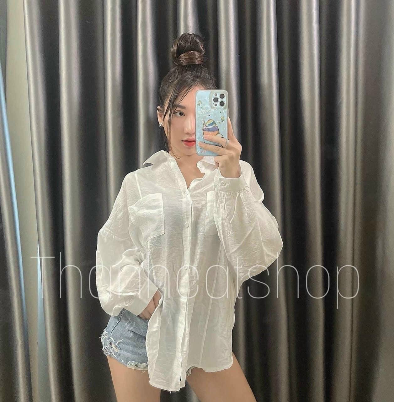 [HCM]Áo sơ mi đũi 2 túi phom rộng hàng cao cấp lên phom cực tôn dáng 1 size dưới 60 kg SVL43.