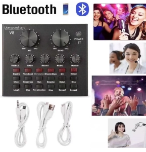 ภาพหน้าปกสินค้าV8 V8S+ Audio Live Sound Card for Phone Computer USB Headset Microphone Webcast-(Bluetooth) ซึ่งคุณอาจชอบราคาและรีวิวของสินค้านี้