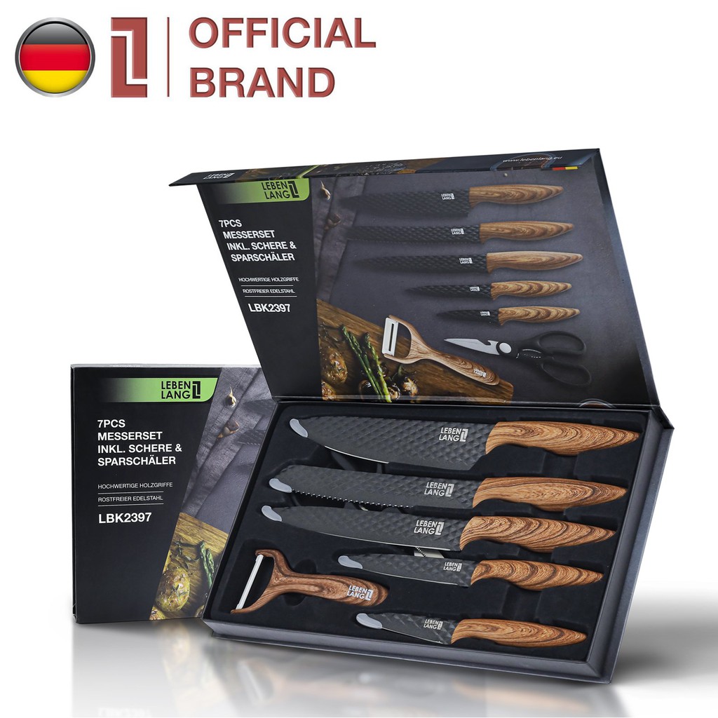 Bộ dao nhà bếp dao nhà bếp cao cấp 7 món của Đức dao thái thịt siêu bén dao gọt trái cây