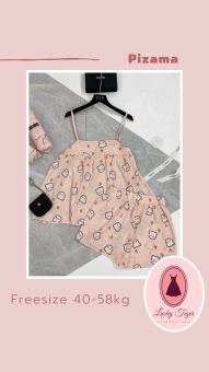 Set bộ Pijama Áo 2 dây quần đùi ngắn THUS Đồ mặc nhà họa tiết bò sữa hoạt hình