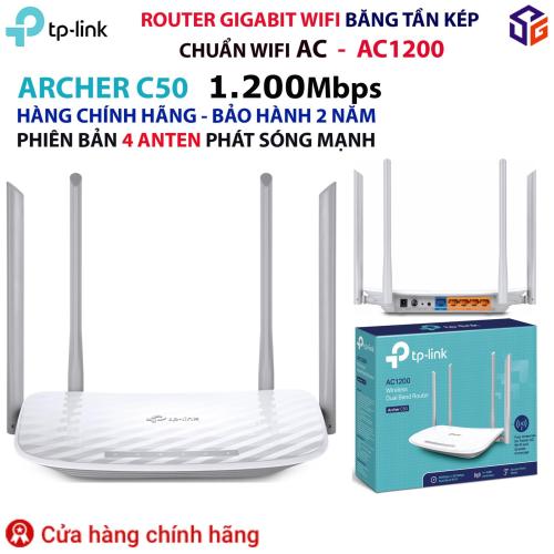 Bộ Phát Wifi TP-Link Archer C50 Băng Tần Kép AC1200 Archer C50 | Router Wi-Fi Băng Tần Kép AC1200 - TP-Link Bộ phát wifi TP-Link Archer C50 Wireless AC1200Mbps  Bộ phát wifi Băng Tần Kép TP-Link Archer C50