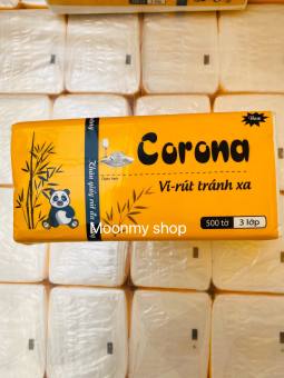 Khăn giấy rút lụa Corona siêu dày mịn cao cấp ( 500 tờ ,3 lớp), khăn giấy ăn, khăn giấy lụa rút/khăn giấy vệ sinh/Giấy hàng không