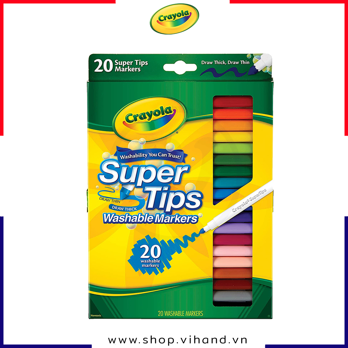 Bộ màu bút lông Crayola Super Tips dễ dàng tẩy xóa bằng nước - 20 màu