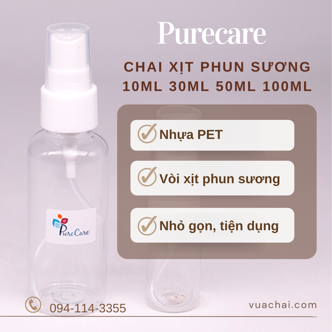 Combo 10 Chai xịt phun sương 50 ml, chai chiết mỹ phẩm, chai nước hoa, tinh dầu nước hoa Body Mist Xịt Khoáng - COMBO 10 CHAI