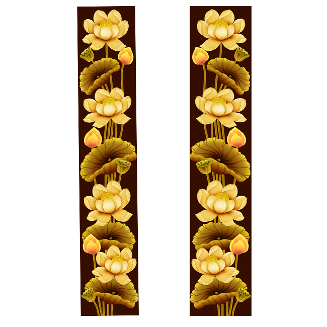 Tranh dán tường Cặp Hoa Sen trang trí bàn thờ phòng thờ loại cao cấp dài SenCap_001 dai