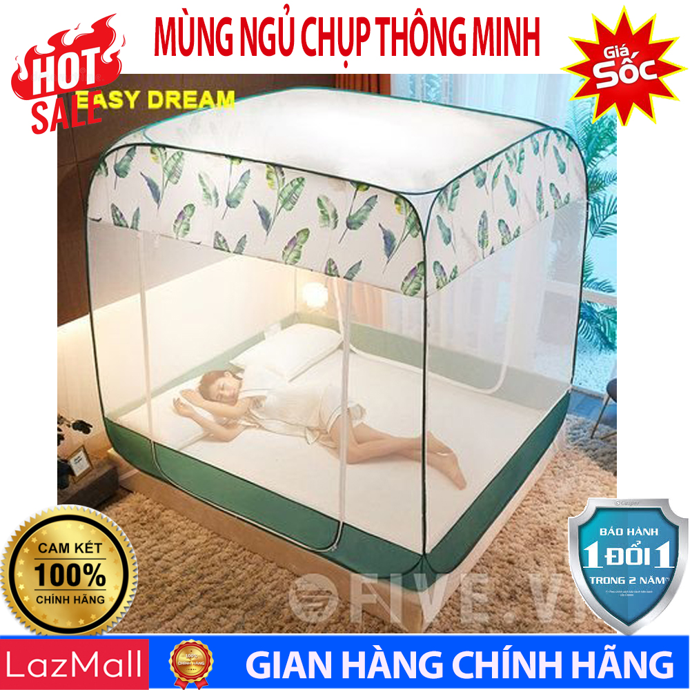 Màn chụp tự bung ĐỈNH RỘNG Mùng chụp cao cấp, màn gấp có viền chống muỗi, màn gấp thông minh gấp gọn nhiều kích thước 1m62m. Hàng Việt Nam chất lượng cao
