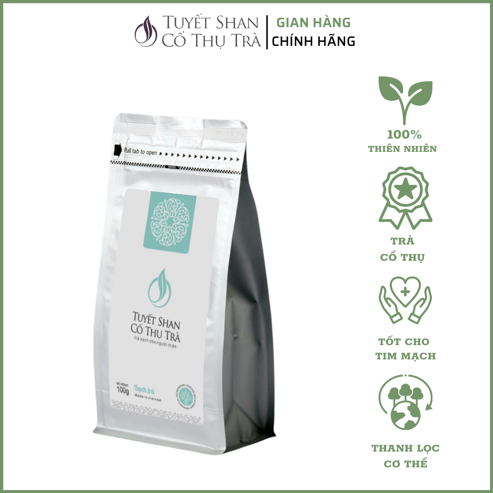 Trà shan tuyết cổ thụ hữu cơ - trà xanh - bạch trà 100gr
